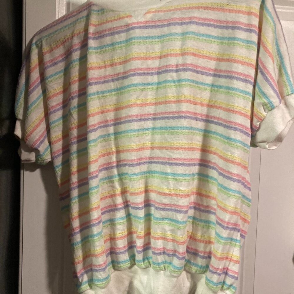 Pastel Striped Short Sleeve Top (small/medium): Retro/Vintage